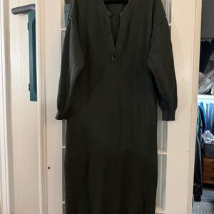 Free People Dark Green Long Sleeve Hailee Dress